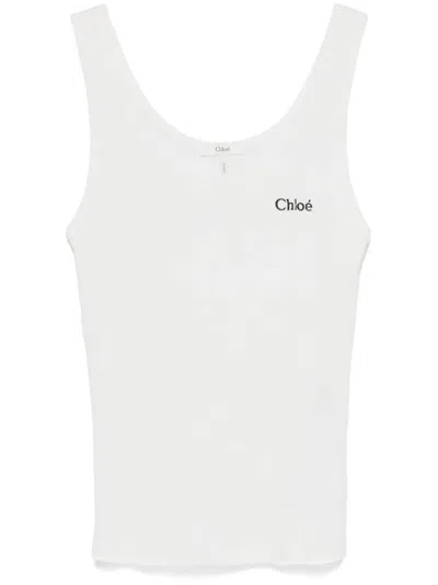 Chloé White Cotton Tank Top