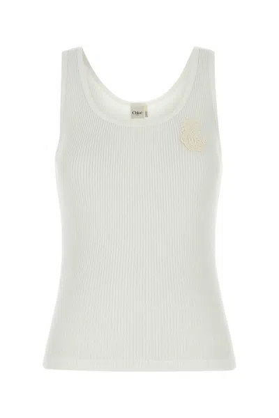CHLOÉ WHITE COTTON TANK TOP