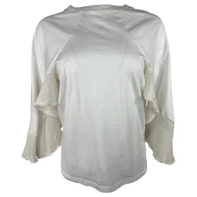 Pre-owned Chloé Chloe White Cotton Top Blouse, Size Medium
