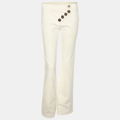 Pre-owned Chloé White Crushed Denim Crossover Jeans S