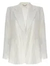 Chloé White Double-breasted Ramie Blazer In White
