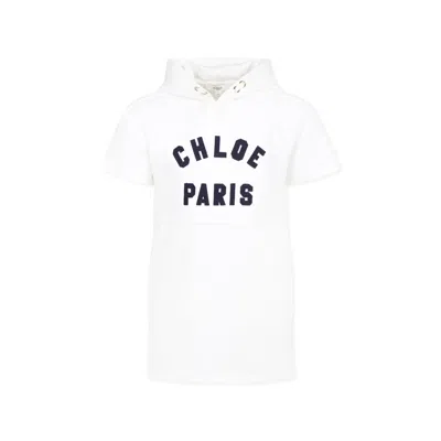 CHLOÉ WHITE DRESS FOR GIRL WITH LOGO
