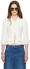 Chloé Scalloped Ruffle Collared Cardigan In 101 White