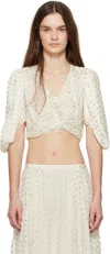 Chloé White Fluid Cropped Blouse In 104 Snow White