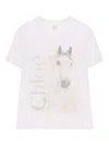 Chloé Faded Horse-print Cotton Jersey T-shirt In White