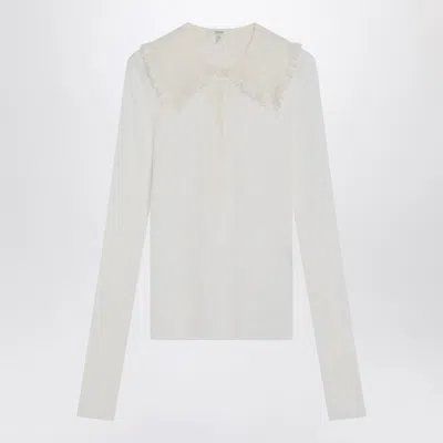 Chloé White Henley Shirt In Wool Knit
