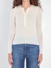 Chloé White Henley Shirt In Wool Knit
