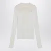 Chloé White Henley Shirt In Wool Knit In Neutral