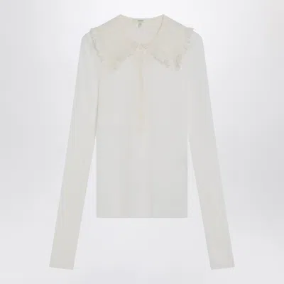 Chloé White Henley Shirt In Wool Knit