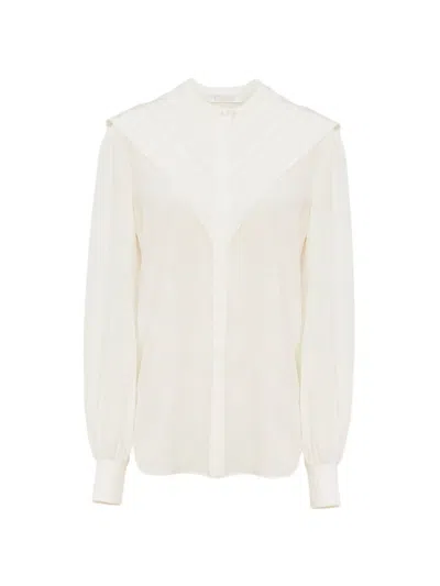 Chloé White Iconic Silk Top For Women In Iconic Milk