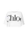 Chloé White Jersey Cropped Logo T-shirt<br/>