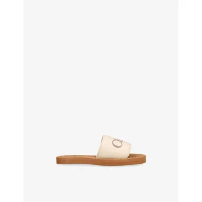 Chloé Kids' Logo-print Woven Slide In Neutral