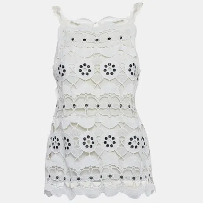 Pre-owned Chloé White Lace Sleeveless Top M