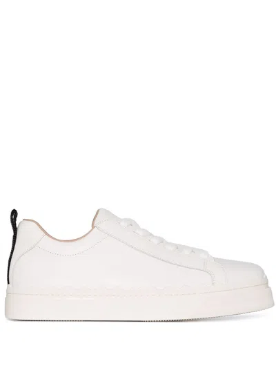 Chloé Lauren Low-top Leather Sneakers In White