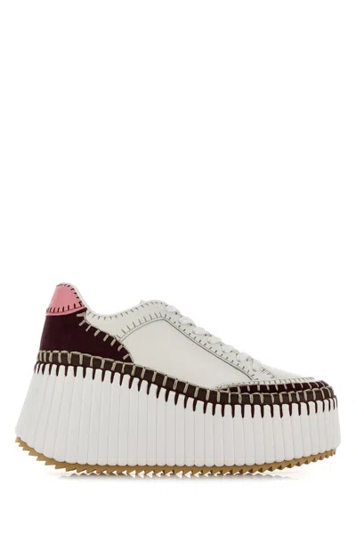 CHLOÉ CHLOE WHITE LEATHER NAMA SNEAKERS