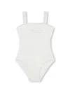 CHLOÉ WHITE LOGO-EMBROIDERED SWIMSUIT