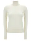 Chloé White Logo Embroidery Turtleneck Sweater In White