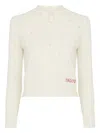 Chloé Wool And Cashmere Fitted Sweater With An Openwork Motif Clothing In Neutral
