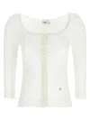 Chloé Mini Ruffled Cardigan Sweaters And Cardigans White In White
