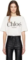 Chloé White Crewneck T-shirt With Logo Print On The Front In Cotton Woman In 101 White