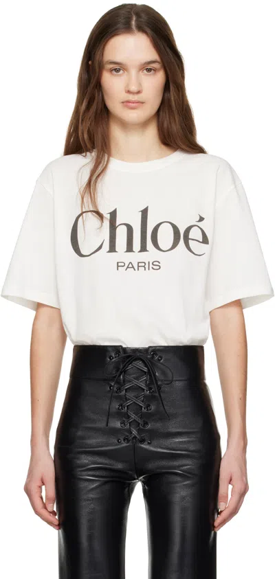 CHLOÉ WHITE OVERSIZED LOGO T-SHIRT