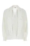 Chloé White Shirt With Embroidered Bow Tie In White