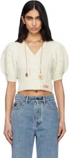 Chloé Cardigan Manches Bouffantes En Maille De Laine Et Cachemire In White
