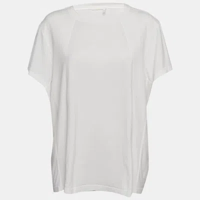 Pre-owned Chloé White Rib Knit And Jersey Crew Neck T-shirt M