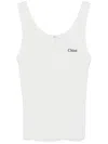 Chloé Embroidered Ribbed Cotton Tank