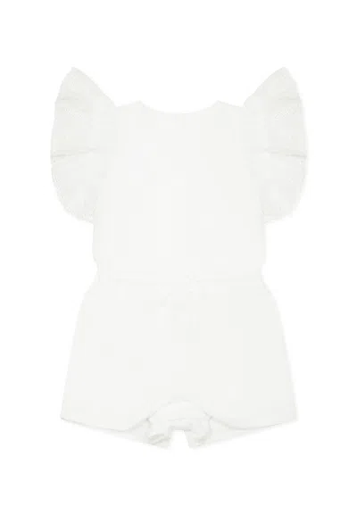 Chloé White Romper For Baby Girl With Logo