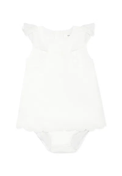 Chloé White Romper For Baby Girl With Logo