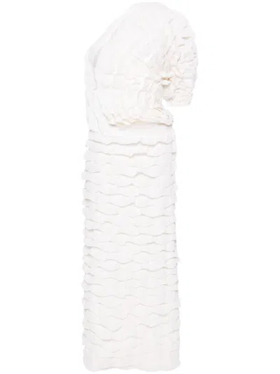 Chloé Ruffled Asymmetric Maxi Dress In White