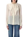Chloé Lace-trimmed Ruffled Silk Blouse