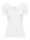 Chloé T-shirt Aderente In Cotone Con Scollo Profondo In White