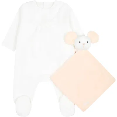 Chloé White Set For Baby Girl With Logo In Bianco