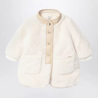 CHLOÉ WHITE SHEARLING-EFFECT JACKET