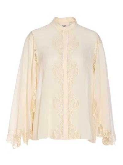 Chloé White Fluid Blouse In Neutral