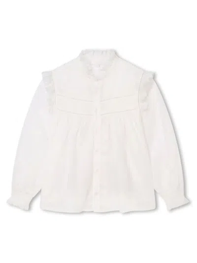 Chloé Kids' White Shirt With All-over Star Embroidery