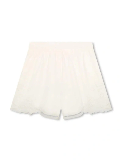 Chloé Kids' White Shorts With Embroidery