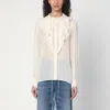 Chloé Lace-trimmed Ruffled Silk Blouse In White