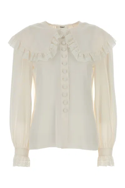 Chloé White Silk Shirt In Animal Print