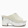 CHLOÉ WHITE SILVER HIGH WEDGE SANDALS FOR WOMEN