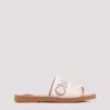Chloé Beige Linen Woody Slippers In White