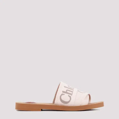 CHLOÉ BEIGE LOGO WOODY SANDALS