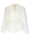Chloé White Solid Notched Lapel Top In White