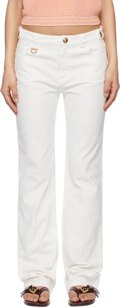 Chloé Natural Jean Pants With Leather Label In White