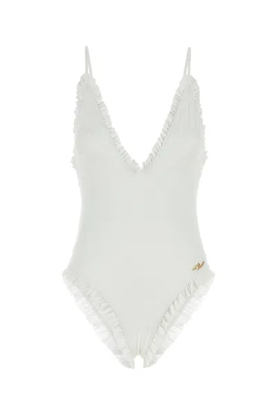 Chloé Chloe White Stretch Nylon Swimsuit