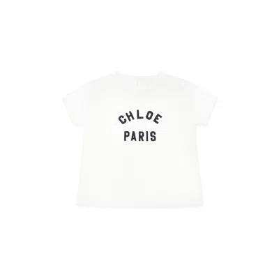 Chloé White T-shirt For Baby Girl With Logo