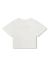CHLOÉ WHITE T-SHIRT WITH CUT-OUT EMBROIDERY LOGO