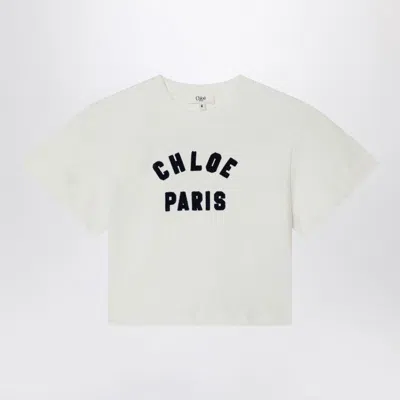 Chloé White Cotton T-shirt With Embroidered Logo